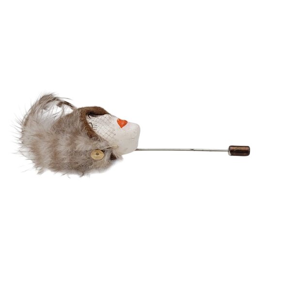 French Flapper Girl Vintage Feather Stick Lapel Pin, Made in France K412 - Picture 3 of 8